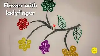 Flower with ladyfinger🌺 | Ladyfinger craft | Unique craft | Unique drawing #craft #youtubefeed