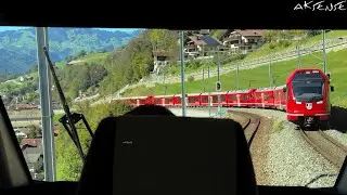 Cab Ride - Klosters Platz to Landquart Switzerland | Rhaetian Railway Train Driver view | 4K 60p HDR
