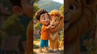 In the sunny jungle bright lion & kids 🥳🥳 #trending #animals #cartoon #cute #viral #funny #shorts