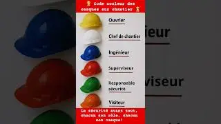 Code couleur des casques sur chantier de Ouvrier, Chef de chantier, Ing&eacute;nieur, Superviseur, Visiteur