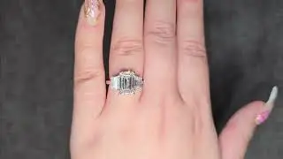 IGI 4.05ct D/VS1 Emerald Cut LAB Diamond Solitaire Ring with Trapezoid Side Stones Set in Platinum