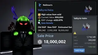 The Valkyrie Helm sold for 18 Million Robux