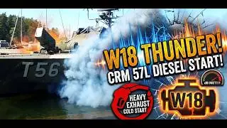 Swedish Torpedo boat from the 50s starting her 3X1650Hp diesels. Massive sound;)