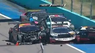 GT1 WM 2011 San Louis Rennen 2 Startcrash