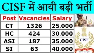 CISF Recruitment 2021 for SI, ASI, HC, CT @ www.cisf.gov.in