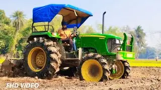 JOHN DEERE 5050D V1 TOP  MODEL 4×4 8.3.24 FRONT TYRE TRACTOR PUDDLING IN FIELD | KISHAN BANGLA