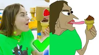 Chris and Niki Eating Ice cream Funny Drawing Meme