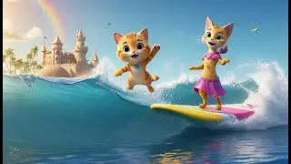 Pussy Cat Pussy Cat &ndash; Goes Surfing in Hawaii | English Nursery Rhyme | Kids Songs | Baby Music