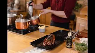 Poached lobster with champagne butter sauce, young potato and samphire