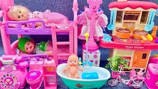 13 Minutes Satisfying with Unboxing Barbie Princess Pink Bed and Kitchen Collection Toys Review｜ASMR