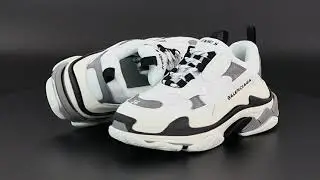 Женские кроссовки Balenciaga Triple S Clear Solo бело черно серые видео