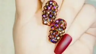 3d bling diamond Matte nails coffin shape/fakenails/fknailpalace/pakistan