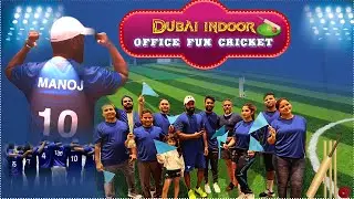 Dubai office fun cricket at indoor stadium