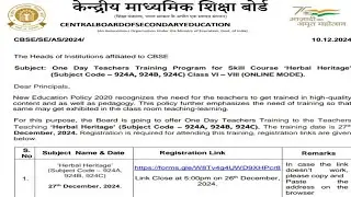 cbse board one day teacher training CBSE official circulars, CBSE exam circulars, CBSE updates,
