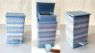 Easy n Cute Mini Dustbin from Cardboard / DIY Mini Dustbin for Craft Table / Best Out of Waste 