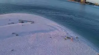 Drone flying on a island