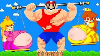 Super Mario Muscle: Mario vs FAT Peach Super Sized Maze Escape | Poor Mario | Game Animation