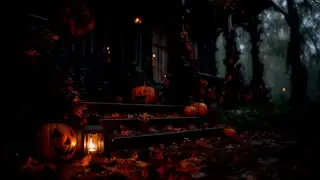Spooky Victorian Porch Ambience | Crickets, Frogs & Distant Thunder | Halloween Soundscape