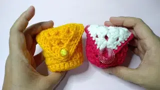 How to Crochet Coin Purse (with triangle granny square flap)