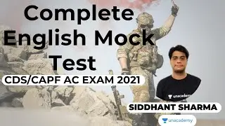 Complete English Mock Test for CDS/CAPF AC Exam 2021 | Sidhant Sharma