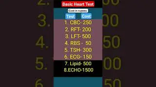 हार्ट के बेसिक टेस्ट और उनके चार्जेज l Basic heart test cost ( rupees) #ecg #echo #shorts
