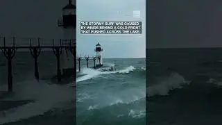 Huge waves at Lake Michigan | #shorts #newvideo #trending #subscribe #weather