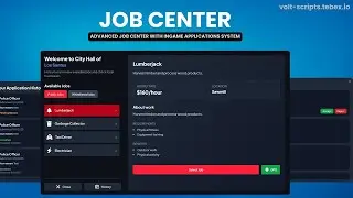 💼 Универсальный центр занятости с внутриигровыми приложениями | Мультифреймворк (QB/QBox/ESX) | M...