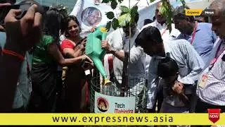 Actor Vivek visited Tech Mahindra Chennai campus for the tree planting initiative.