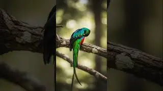 Resplendent Quetzal &ndash; Vibrant Central American bird with long tail feathers.#DreamScreenAI