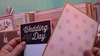 *Sold* Handmade 8x8 wedding mini album with DCWV Happy Day paper collection