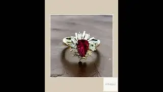 Estate .87 ct Pear Shape Ruby Diamond Platinum Ring 14997