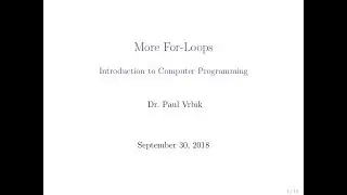 Lecture 10 Section 1 -- More For
