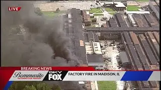 Large factory fire in Venice, Illinois