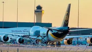 747 UPS Cargo ..Super efficient Crew unloading containers at DFW International Airport