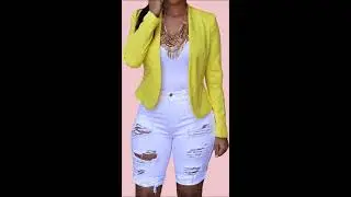 roswear Women's Ripped Denim Destroyed Mid Rise Stretchy Bermuda Shorts Jeans