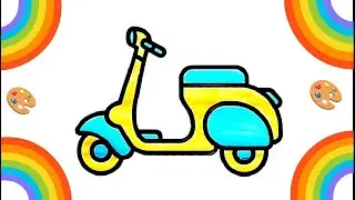 Рисование, раскрашивание, скутер 🛵 пошаговое рисование @JKMKidshouse @YouTube