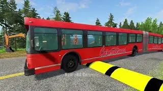 TRUCKS, LONG BUS, SCHOOL BUS Vs MASSIVE SPEED BUMPS - BeamNG.Drive