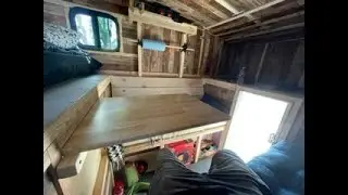 DIY camper build storage area.