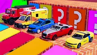POLICE COLORFULL - TRANSPORTING POLICE CARS, AMBULANCE VEHICLES, FIRE TRUCK WITH TRUCK - FS22 #672