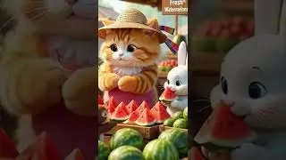 Mama Cat Sells Watermelons to Buy Kitten a New School Bag #cat #kitten