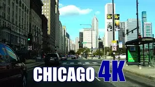 Driving in CHICAGO - Michigan Ave. in Autumn Colors