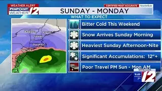 WPRI 12 Weather Forecast for 1/24/26:  Frigid today; significant snow Sunday into Monday