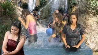 Indian girls enjoy waterfall | Haridawar Rishikesh Neer water park