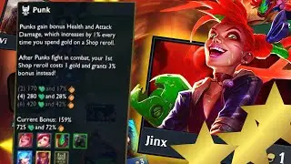 TFT 10 World Record 3 Star Jinx Headliner Punk Bonus 159% ! Best 1 unit cost in TFT 10 | Best Comp