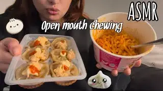 ASMR UP CLOSE Eating soup dumplings & Buldak ramen! 🍜🥟