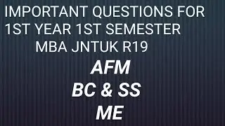 JNTUK mba R19 important questions|mba r19 questions|1-1 semester important questions|AFM|BC&SS|ME