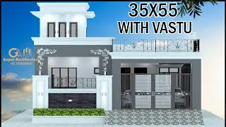 35x55 East Facing  House Design With Vastu, 4Room House With 2 Car Parking, Gopal Architecture