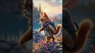 Cat on a hike #cat #hike #lake #picture #animation #ai #shortvideo #shots #shorts