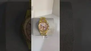 Michael Kors MK6475 Women's Ritz Stainless Steel Watch With Crystal Topring Gold Pink