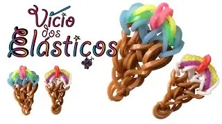 Como fazer Gelados de elasticos (sem Tear) - Rainbow Loom